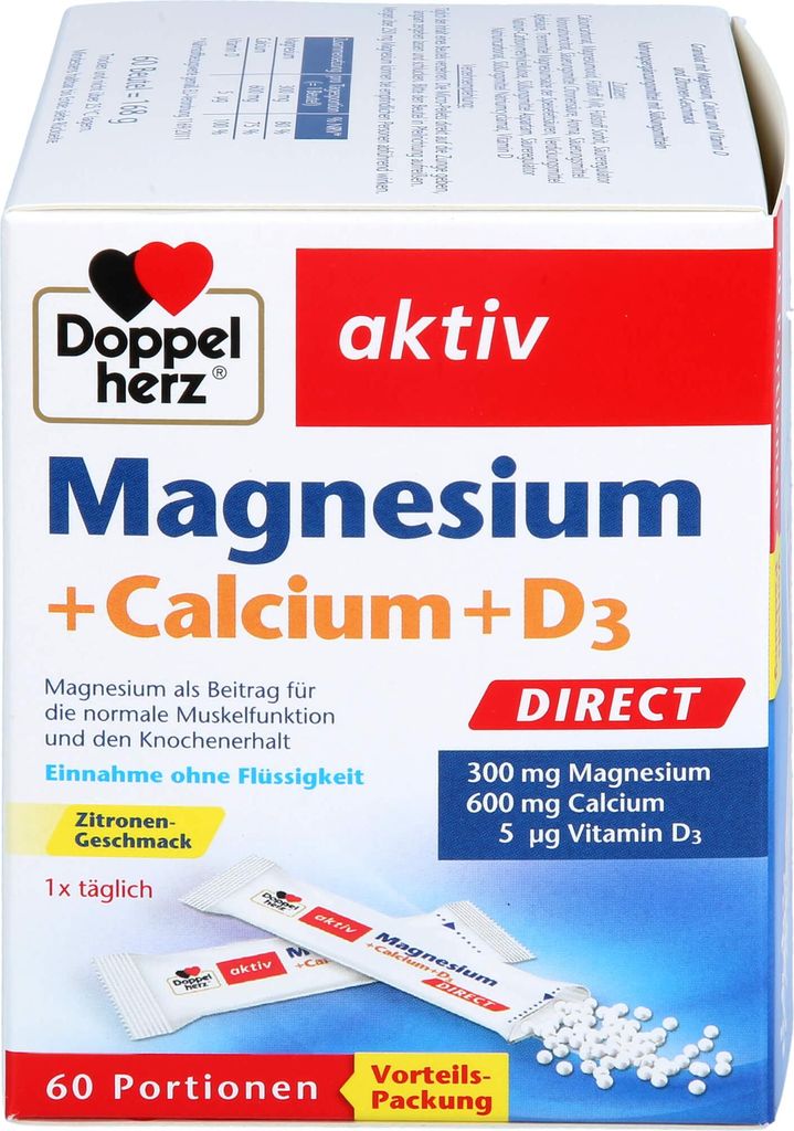 Doppelherz Magnesium + Calcium + D3 direct, 60 St PEL