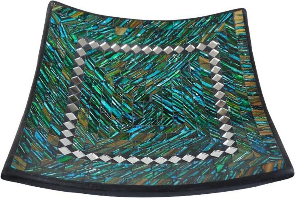 Mosaik-Schale, eckig, 16cm, blau/grün, VE5