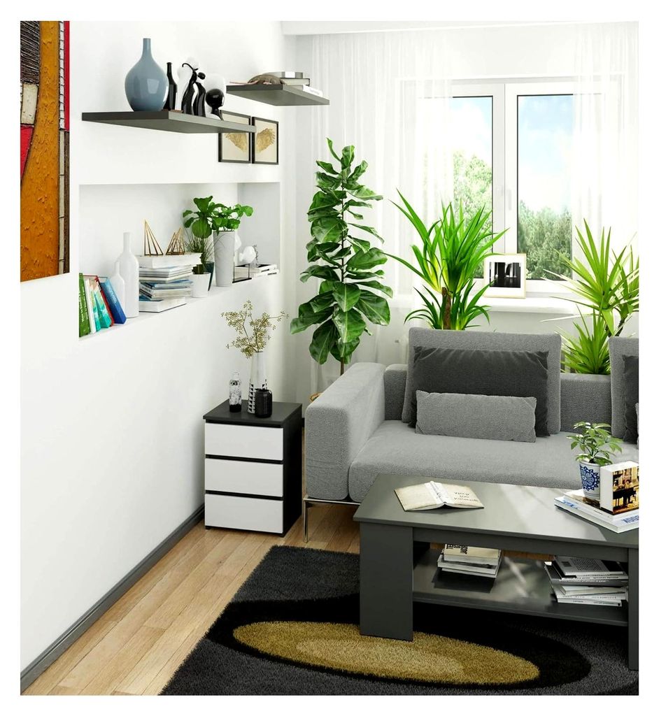 Nachttisch Kommode CL-3 mit 3 Schubladen | für Wohnzimmer, Schlafzimmer, Büro | Modernes funktionales Design | B40 x H57 x T35 cm, Gewicht 26 kg ...