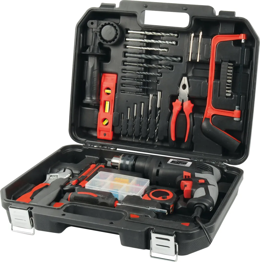 Kit perceuse percussion 750W et outils pour rénovation maison 36 pièces