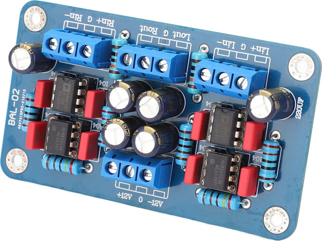Carte préampli de signal simple équilibrée vers asymétrique à faible bruit