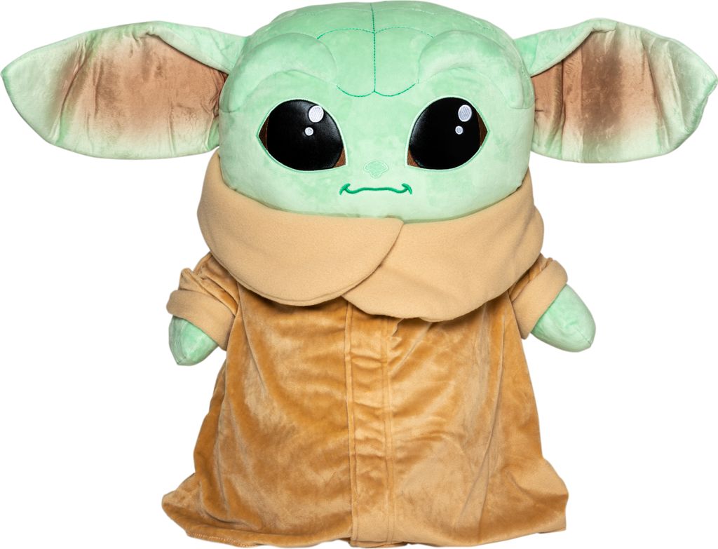 A plush toy of Baby Yoda from Star Wars.