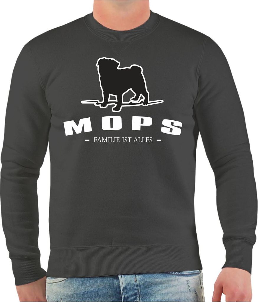 Herren Sweatshirt Mops Silhouette