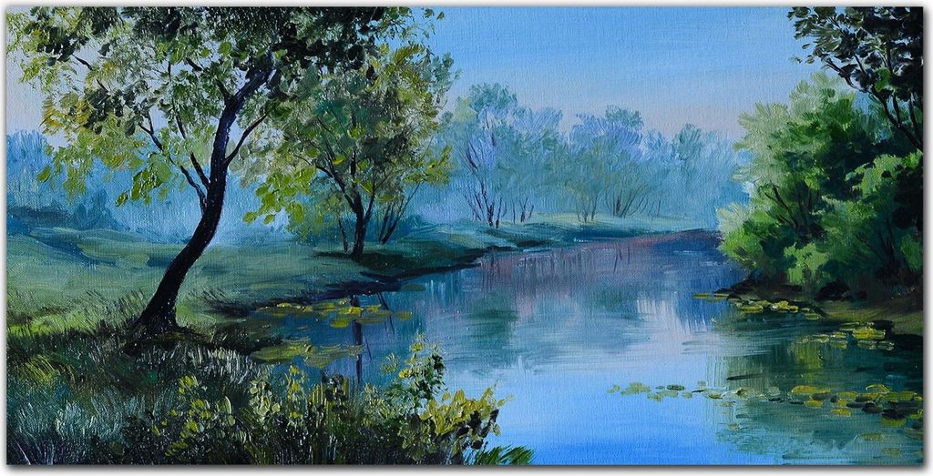 Coloray Küchenrückwand 120x60 Spritzschutz aus Glas - Wald Flusslandschaft