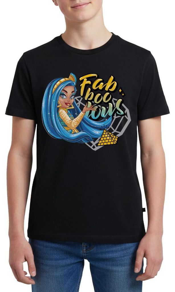 Spreadshirt Monster High Cleo De Nile Fab-Boo-Lous Teenager Premium T-Shirt, 146/152 (10 Jahre), Schwarz