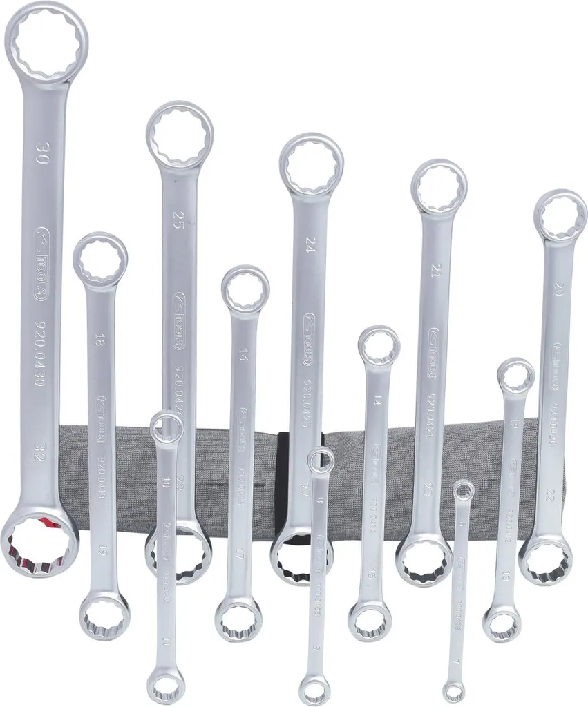 Lot de 12 Clés Polygonales Droites en Acier Chrome pour Mécanique Auto