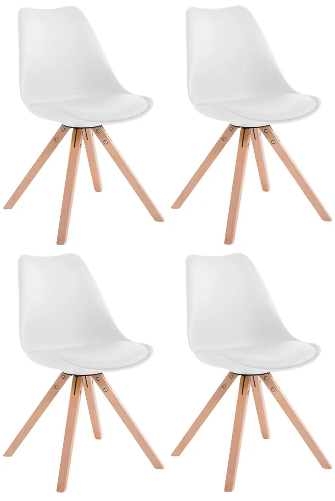Chaises en bois blanc avec pieds carrés CLP Toulouse Square (x4)