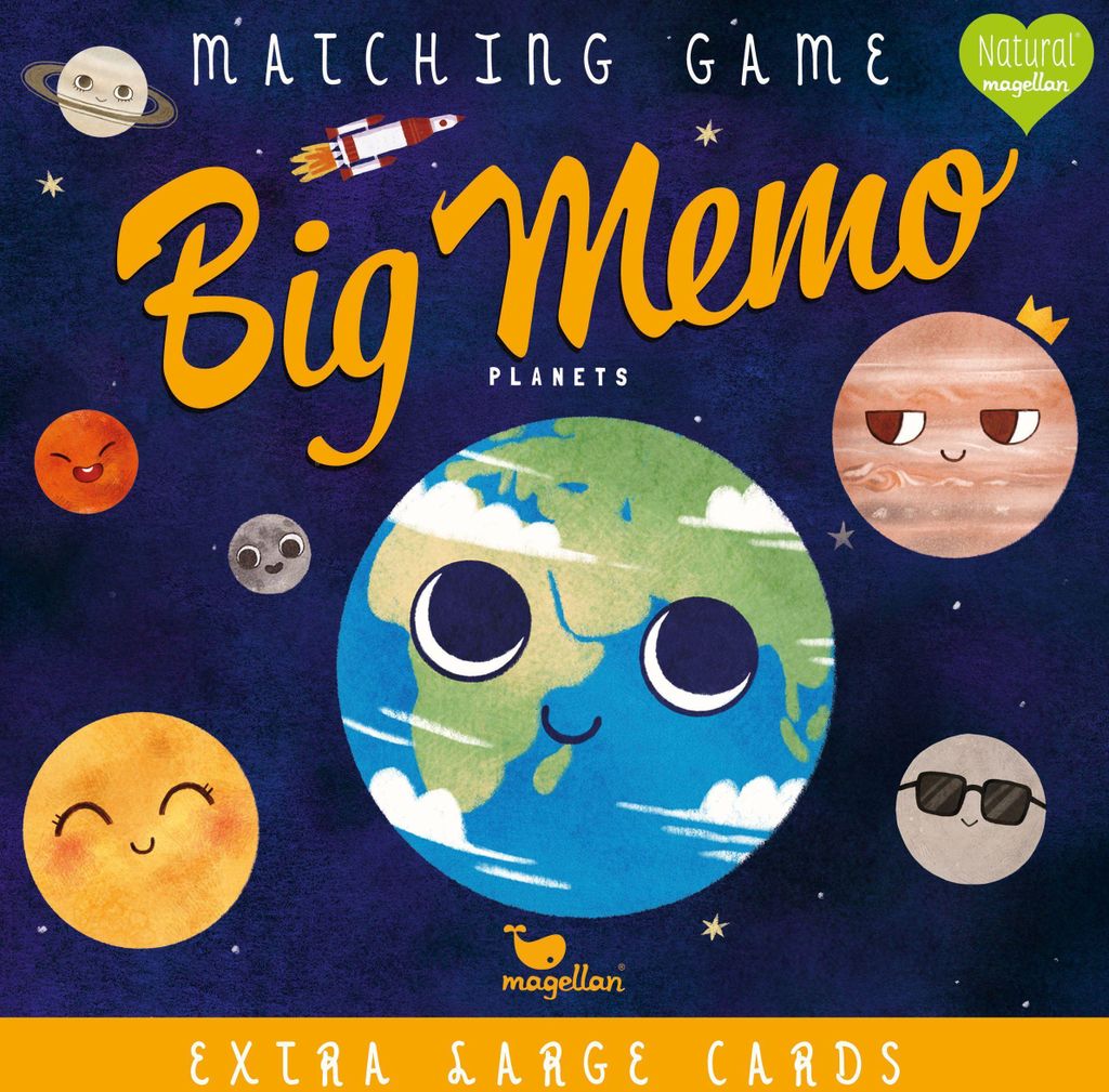Memo-Spiel Planets mit extragroßen Karten zum Üben der Planeten-Reihenfolge im Sonnensystem
