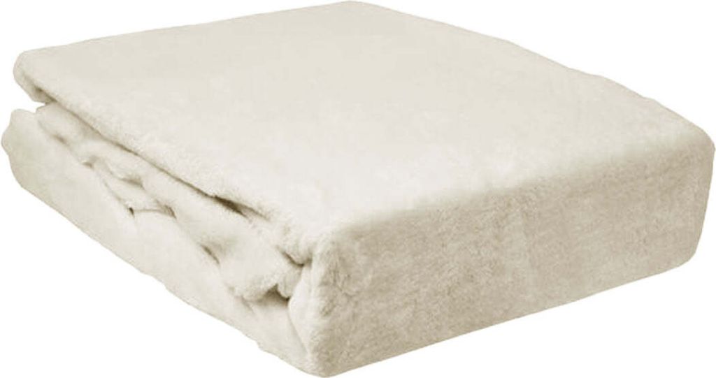 A folded cream-colored blanket.