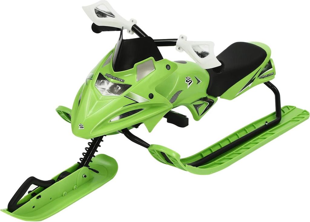 Lenkbarer Schneeschlitten/Skibob für Kinder & Teens, grün, 80 kg Tragkraft, 80 cm Zugseil, ab 3 Jahren