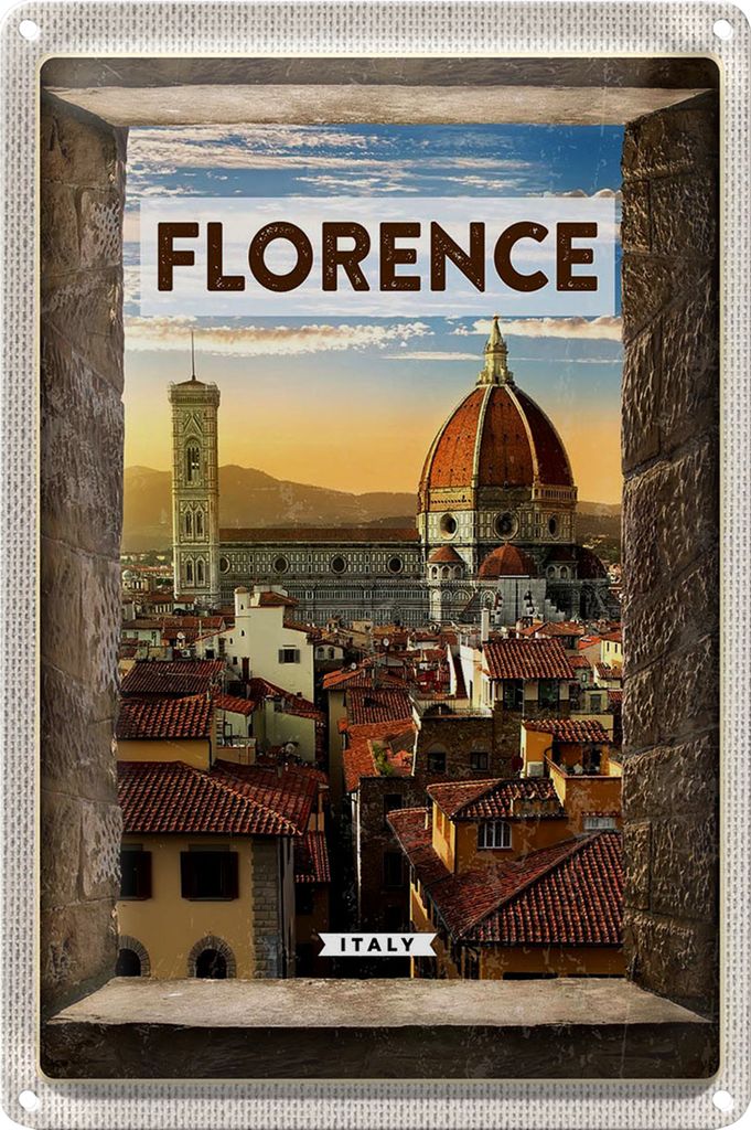 Blechschild Reise 40x30cm Florence Italy italien Urlaub Toscana