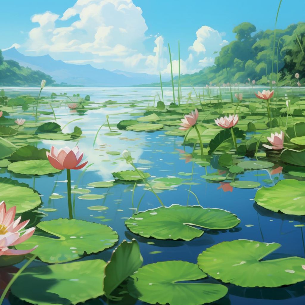 Plakat 50x50cm Idylle Teich mit Seerosen