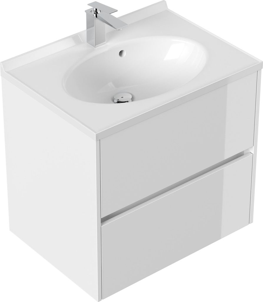 Badmöbel Rina & Waschtisch 70cm 2 Greifraum SoftClose Auszüge weiss hochglanz : Weiss hochglanz Varianten: Weiss hochglanz