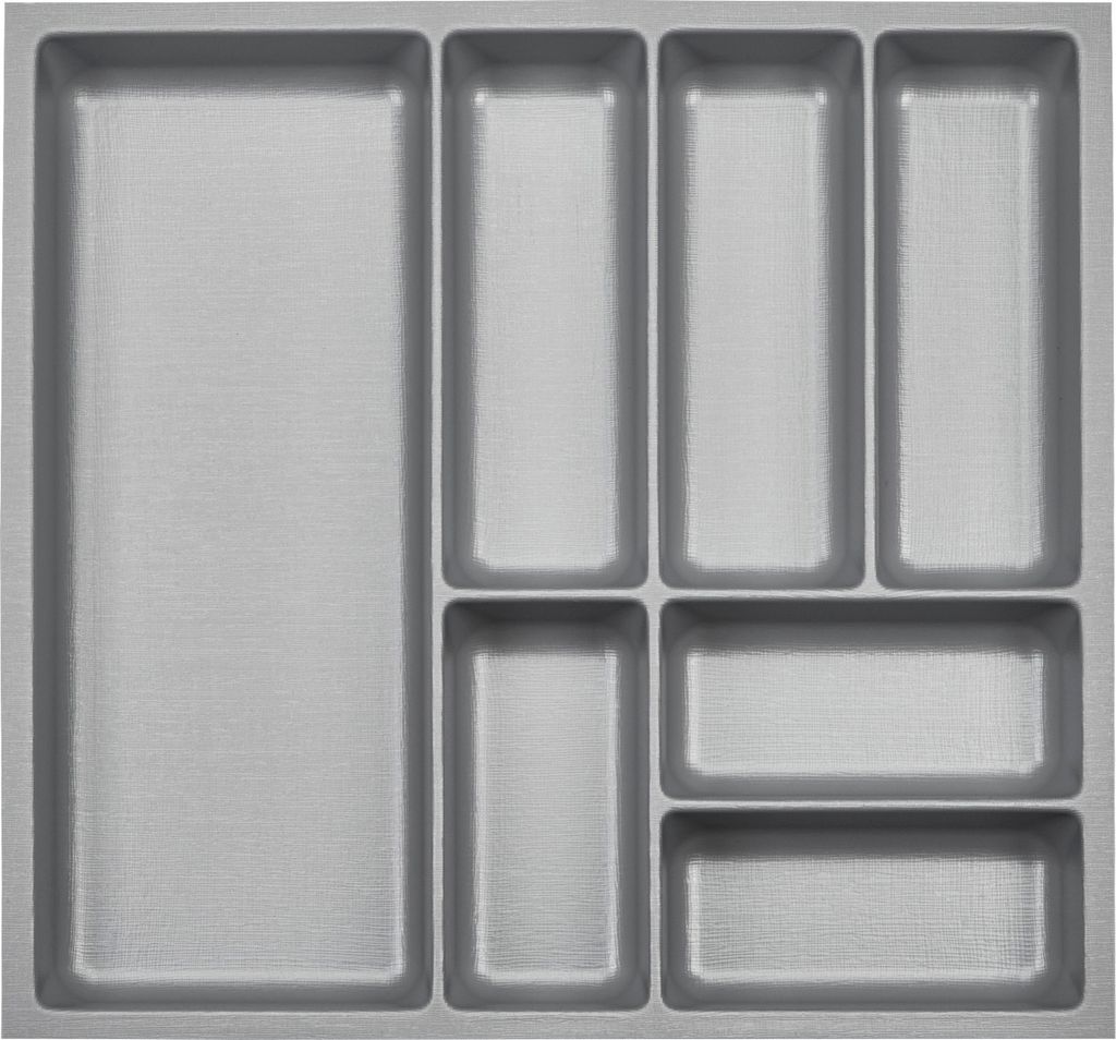 ORGA-BOX III Besteckeinsätze Tiefe 473 mm, Höhe 50,5 mm silbergrau Schubladeneinsätze Breite 491 mm für Schubladen 600 mm Canvas-Struktur