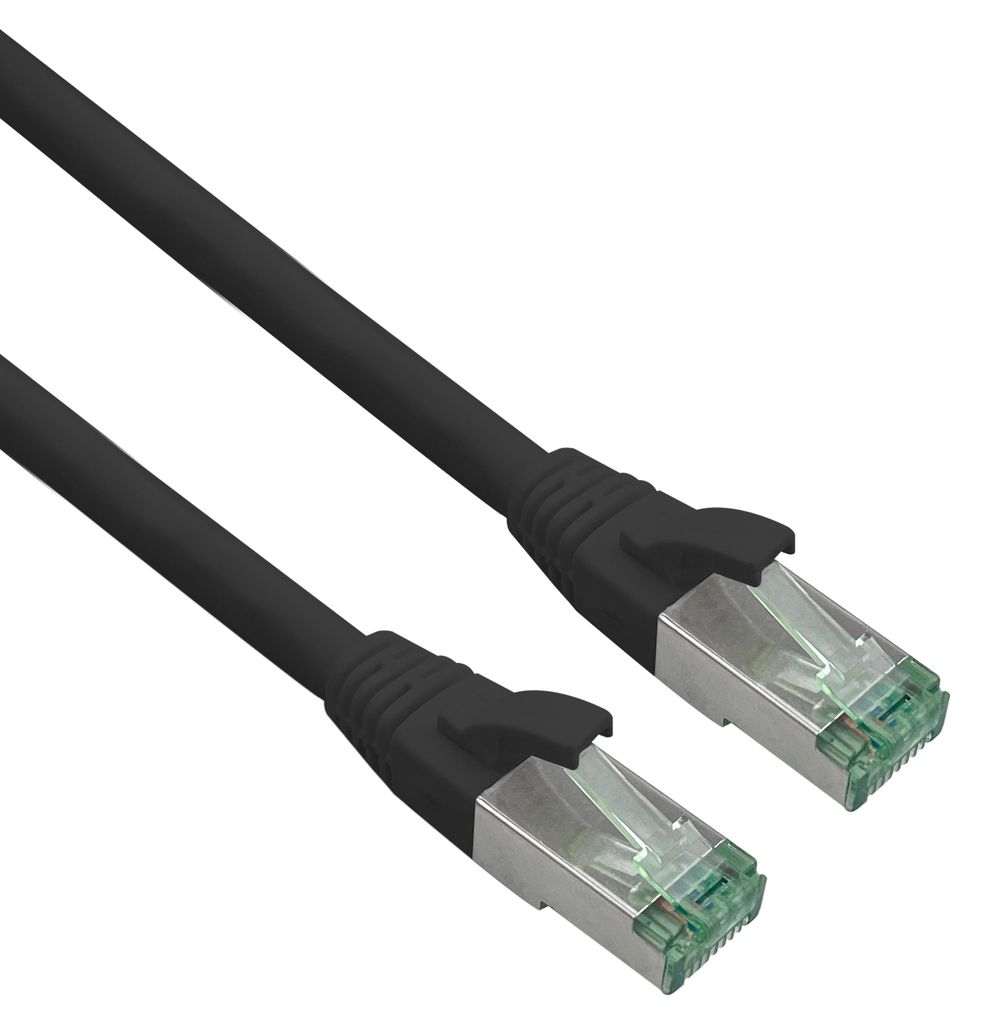 helos Patchkabel Cat 6a Superflex S/FTP Cat 7 Rohkabel schwarz 0,5m AWG26/7