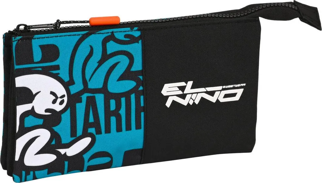 Trousse Triple El Niño Ocean Noir et Bleu - Multi-usages 22 x 12 x 3 cm