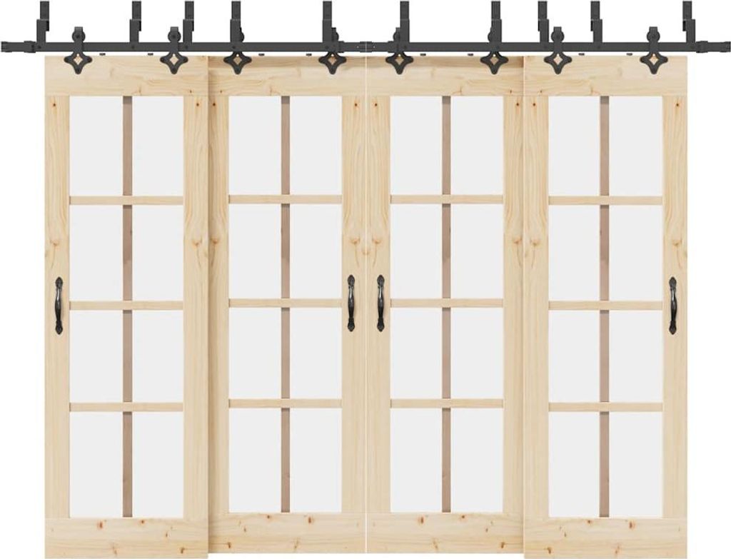 vidaXL Schiebetürbeschlag-Set 305 cm Stahl Schwarz