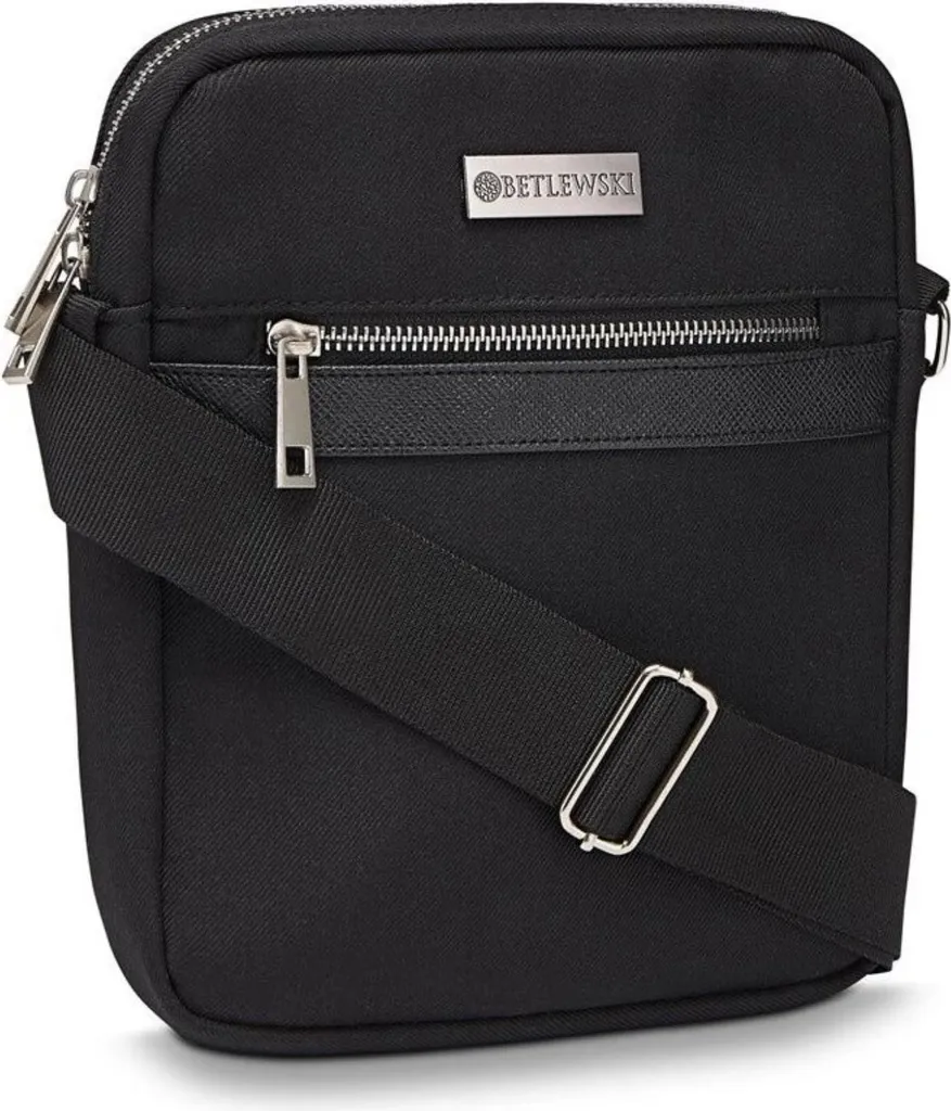 Petite sacoche en cuir noir Betlewski EPO5145 pour homme et femme