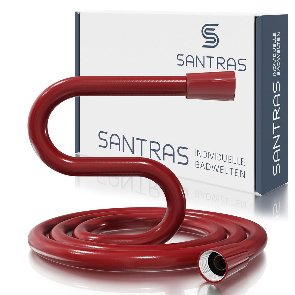 SANTRAS Duschschlauch aus Kunststoff 1/2" in Rot - 1,25 m Brauseschlauch