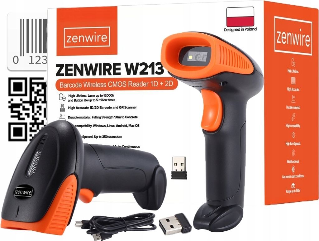 Scanner de codes-barres et QR - Sans fil USB 2,4 GHz - Image du produit 