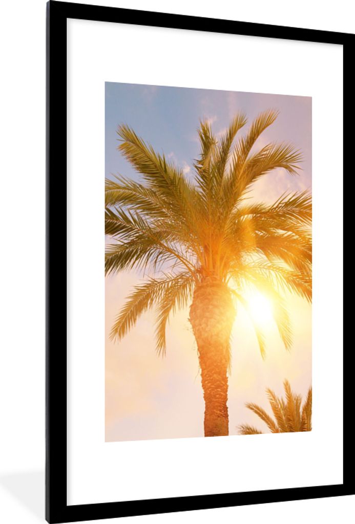 MuchoWow Gerahmtes Poster Palme - Sommer - Sonne - Tropisch 60x90 cm - Poster mit Schwarzem Bilderrahmen Wandposter Rahmen Foto Bilder - Dekorati...