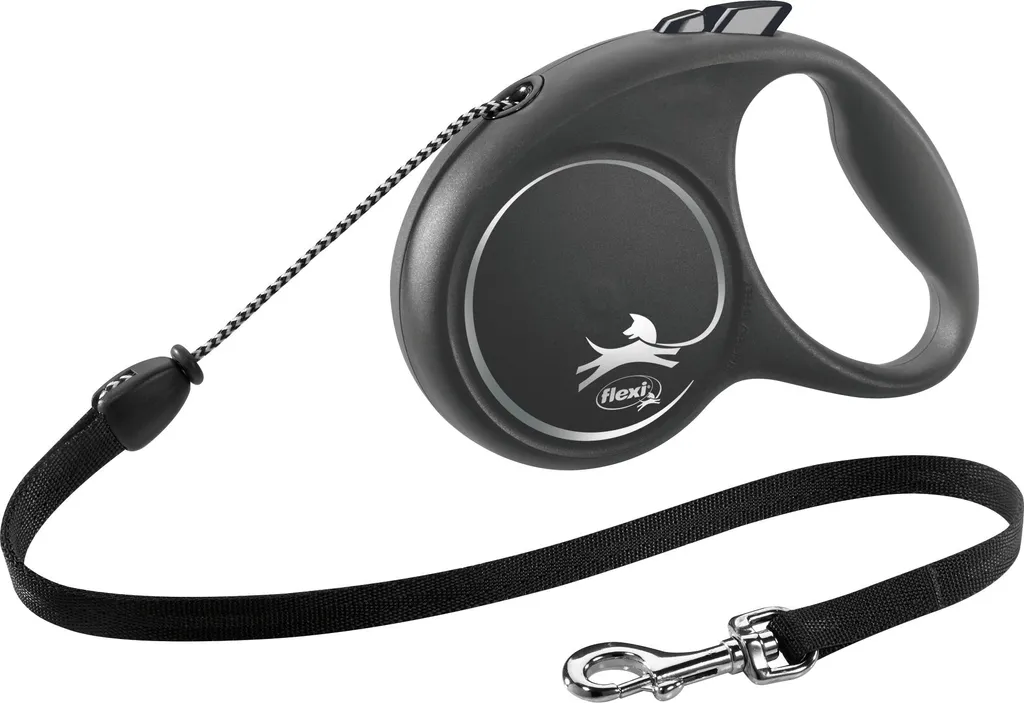 Guinzaglio Avvolgibile Flexi Black Design Corda 5m - Nero Resistente