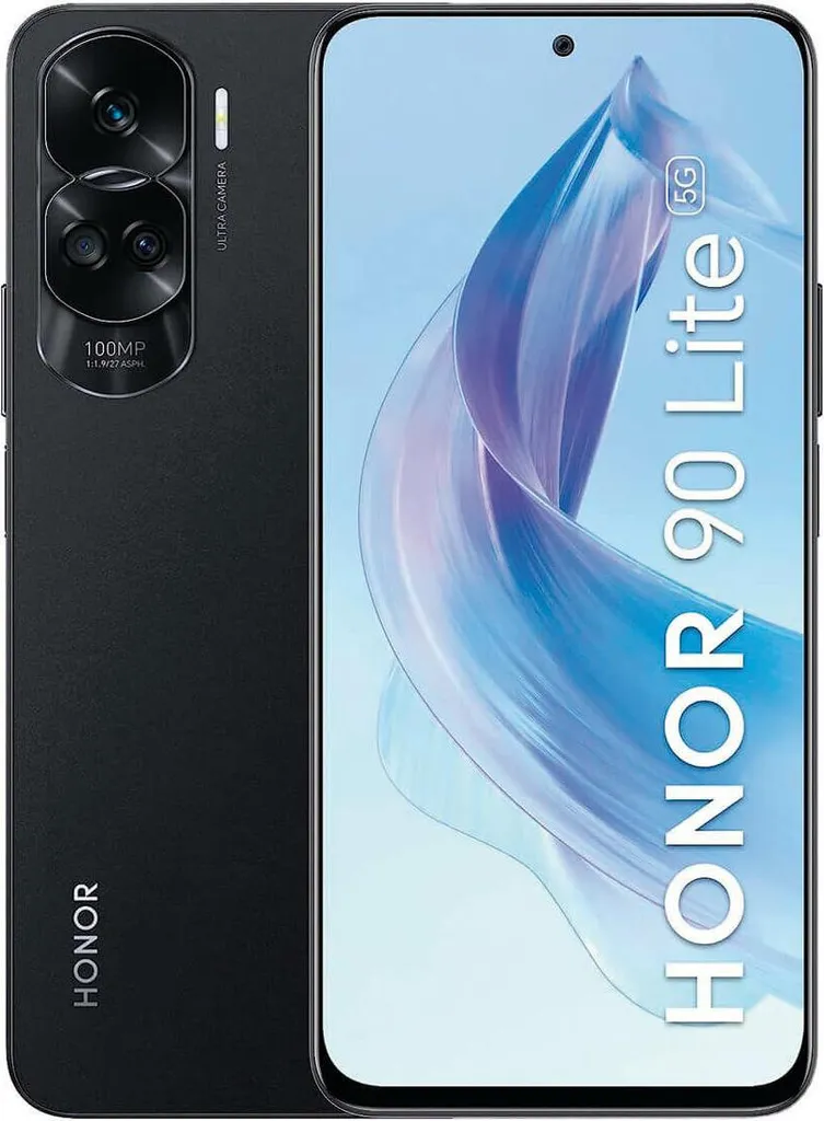 Smartphone Honor 90 Lite 5G noir avec 256 Go de stockage