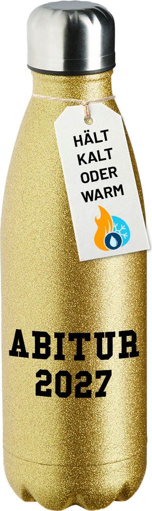 Huuraa Trinkflasche Abitur 2027 ABI 500ml Gold Edelstahl Wasserflasche Trinkflasche Geschenkidee