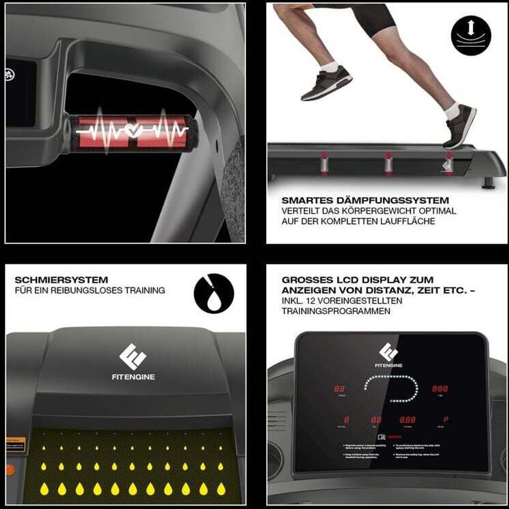 FitEngine Laufband RACE18 Profi extra leise 8 Zonen Produktbild 5