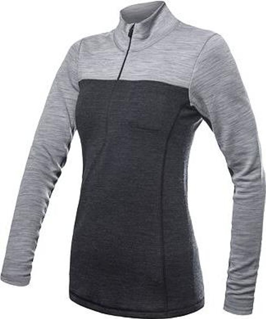 SENSOR MERINO BOLD Damen-Langarmshirt mit Reißverschluss, Anthrazit/Cool Grey, Größe L 2039547