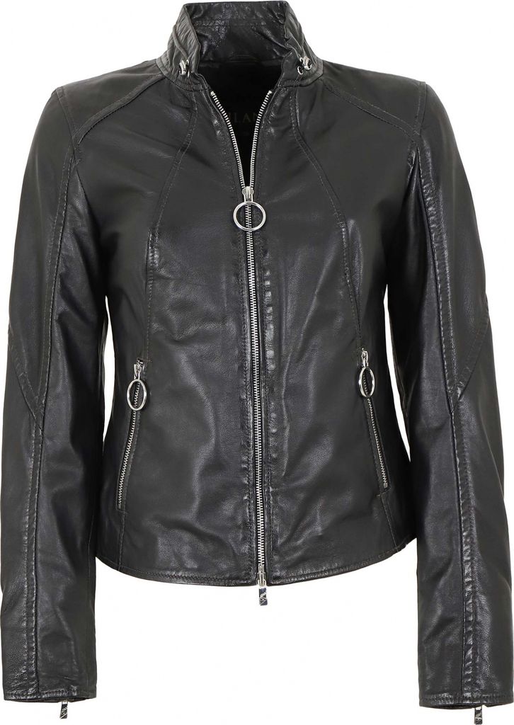Jilani - Damen Lederjacke Lammnappa schwarz : 42