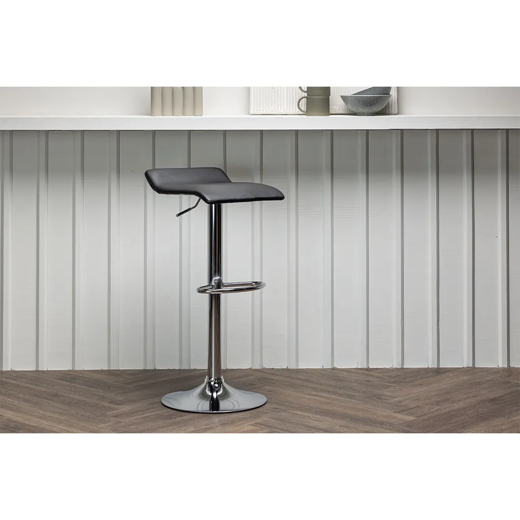 Jonna Tabouret de Bar en Cuir Polyuréthane Noir - Design Industriel Chic - 4