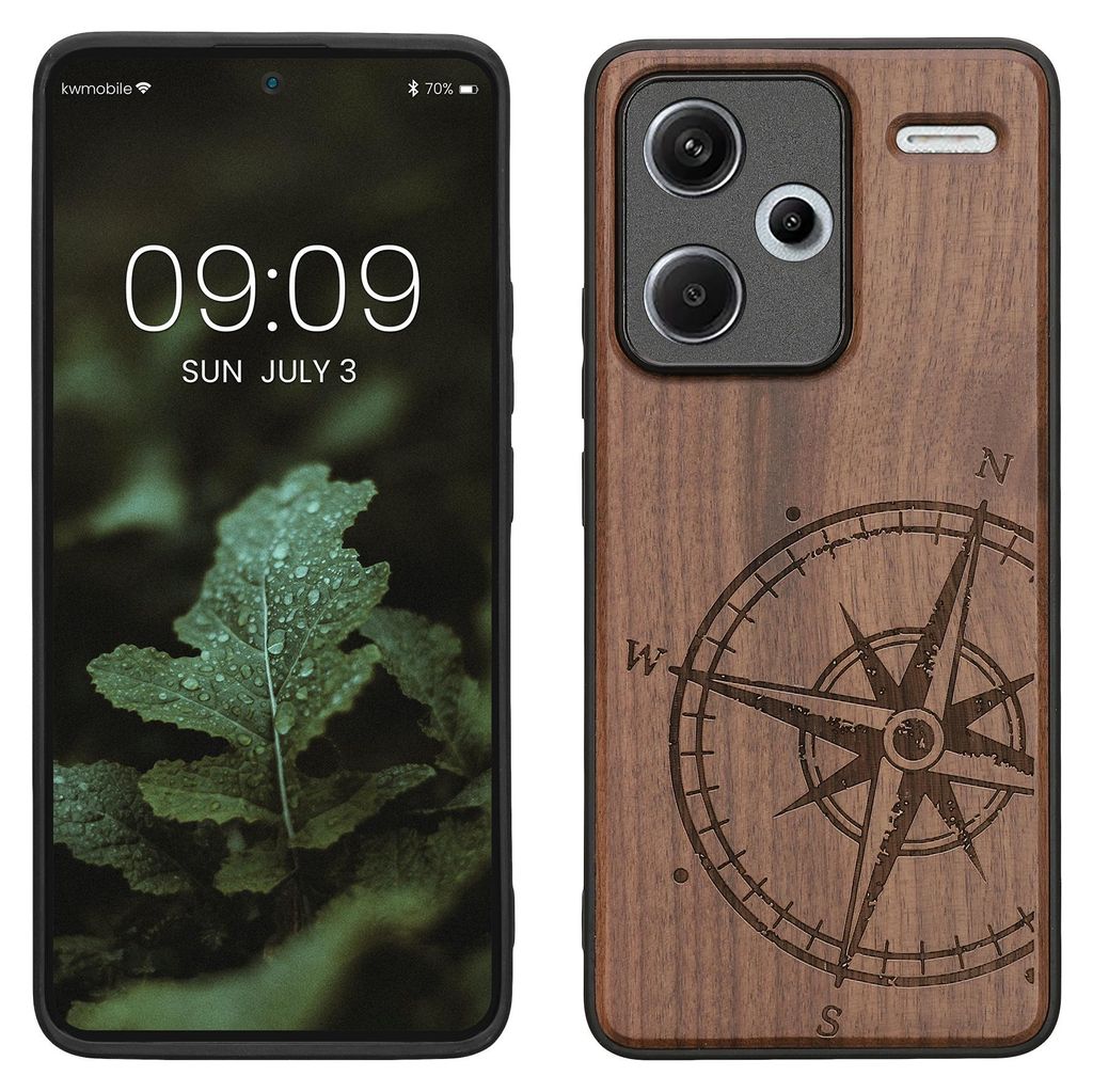 kwmobile Handyhülle für Xiaomi Redmi Note 13 Pro+ 5G / Redmi Note 13 Pro Plus 5G Hülle Holz - Case mit TPU Bumper - Stoßfestes Hardcase - Schut...