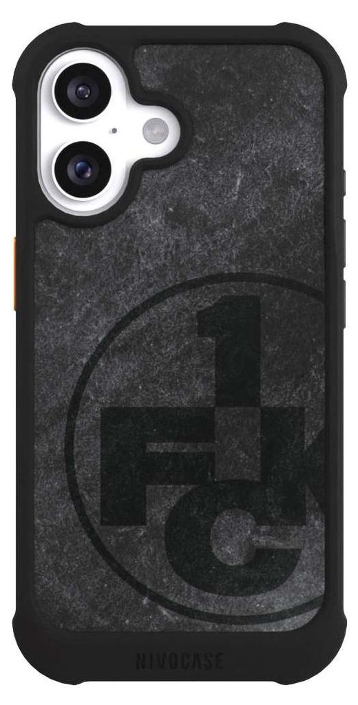 NIVOCASE Hülle für Apple iPhone 16 Stoßfeste Handyhülle NIVOmax Case Schwarz 1. FC Kaiserslautern 1. FCK Beton