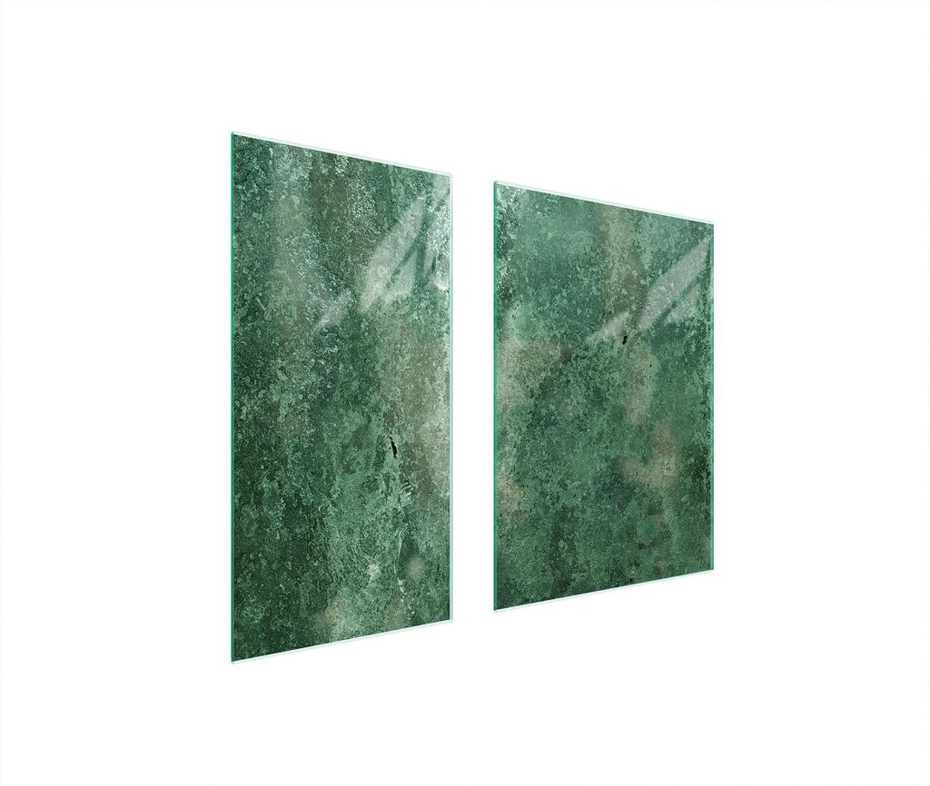 Herdabdeckplatten 2 teilig 75x52 Glaskeramikkochfeld Abdeckung Glas Schneidebrett Schiefer Türkis