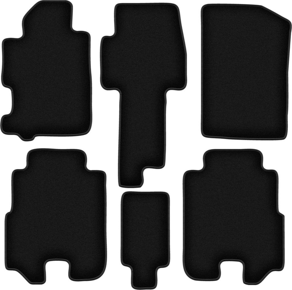 Wielganizator Velours-Autoteppiche – passend für Honda FR-V (Minivan, Bj. 2004-2009) – schwarz, passgenau, mit Befestigungen set 6 Stk.