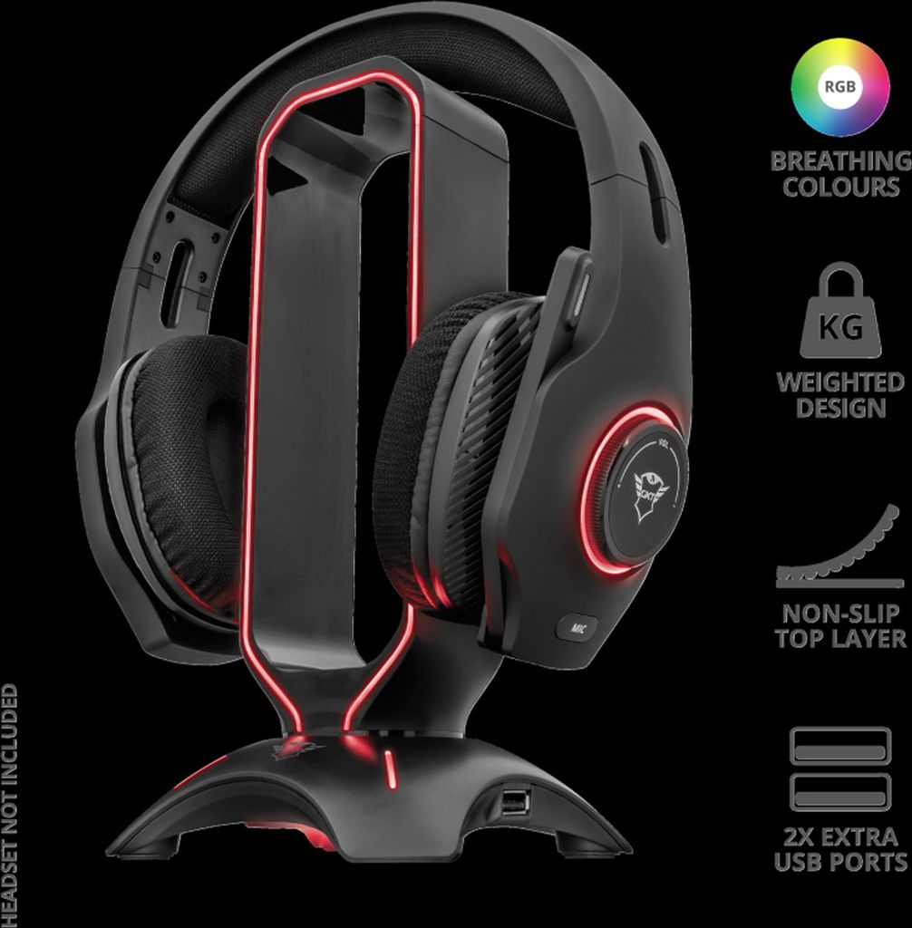 Trust GXT 265 Cintar, držiak na slúchadlá, 407 g, čierny