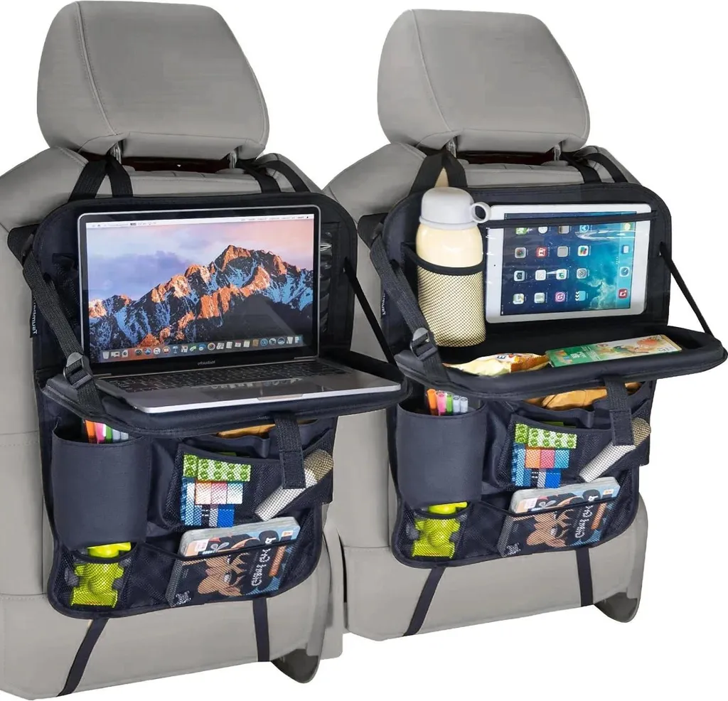 Sac de rangement voiture avec table rabattable et tapis de protection