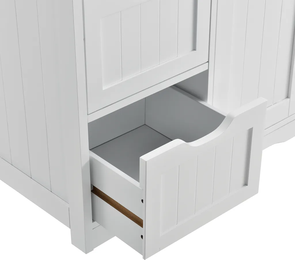 Commode de salle de bain blanche - Meuble de rangement colonne de sol - 4