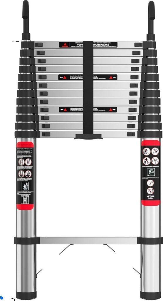 Teleskopický rebrík, výška, nerezová oceľ, nosnosť 150 kg, Obrázok produktu 