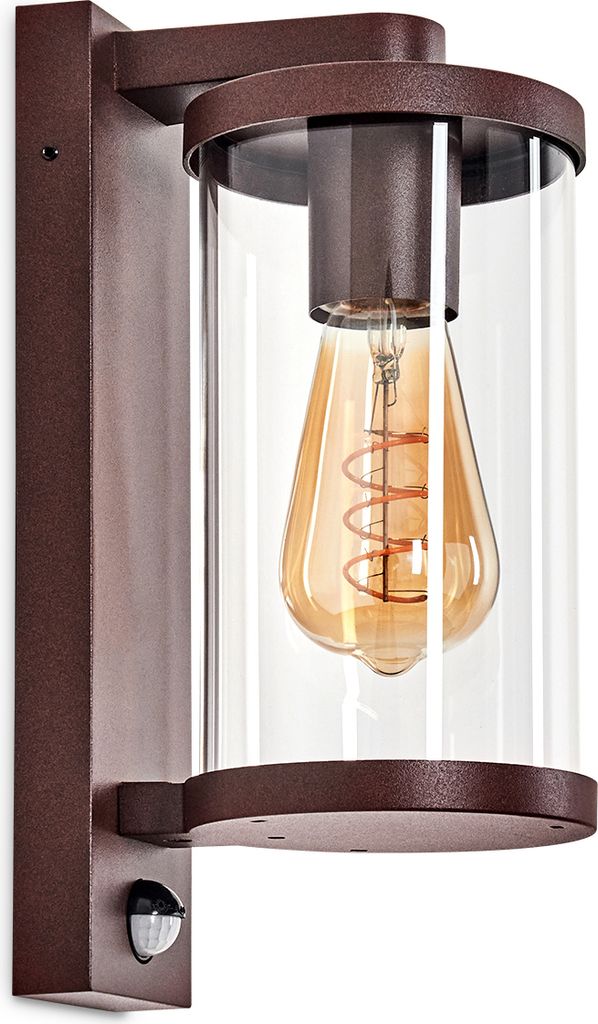 Salò Außenwandlampe mit Bewegungsmelder aus Metall/Glas in Rost/Klar