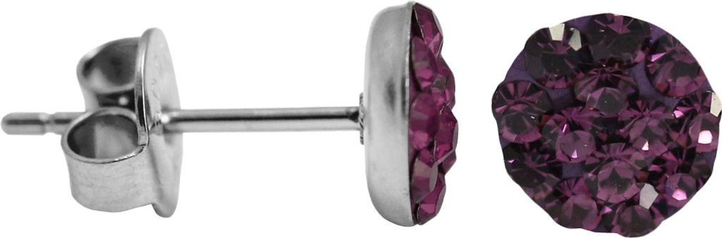 Kristalliner Ohrstecker Chirurgenstahl in verschiedenen Farben Größe - 8 mm Farbe - Lila
