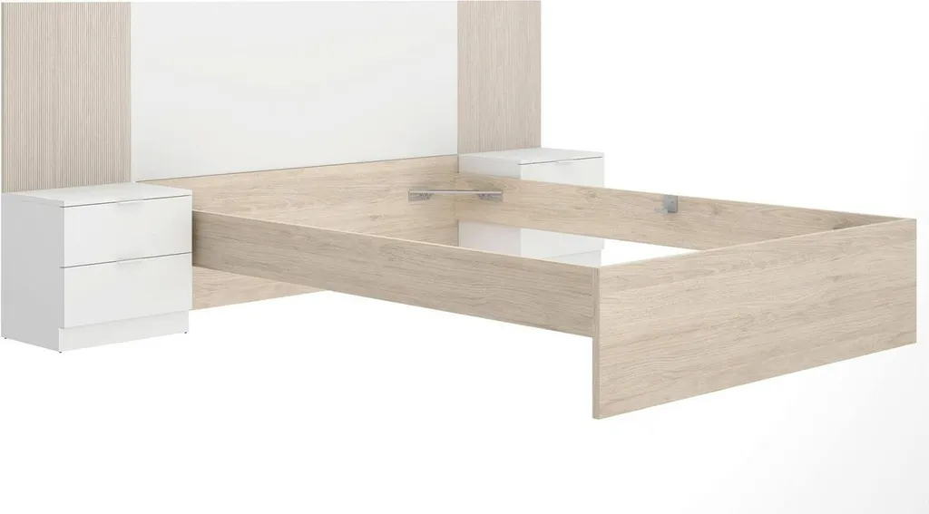 Cadre de Lit 2 Places Blanc 160x200 cm Aral - Mobilier Chambre Adulte