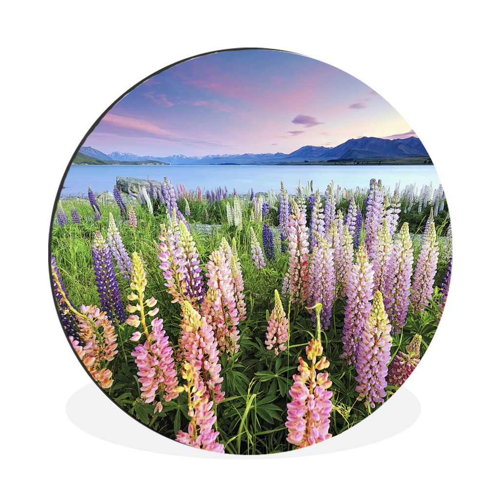 MuchoWow Aluminium Wandkreis Blumen - Wasser - Neuseeland Ø 90 cm Wanddeko Modern Wohnzimmer - Mauerkreis - Wandbilder - Runde Bild - Bild aus A...