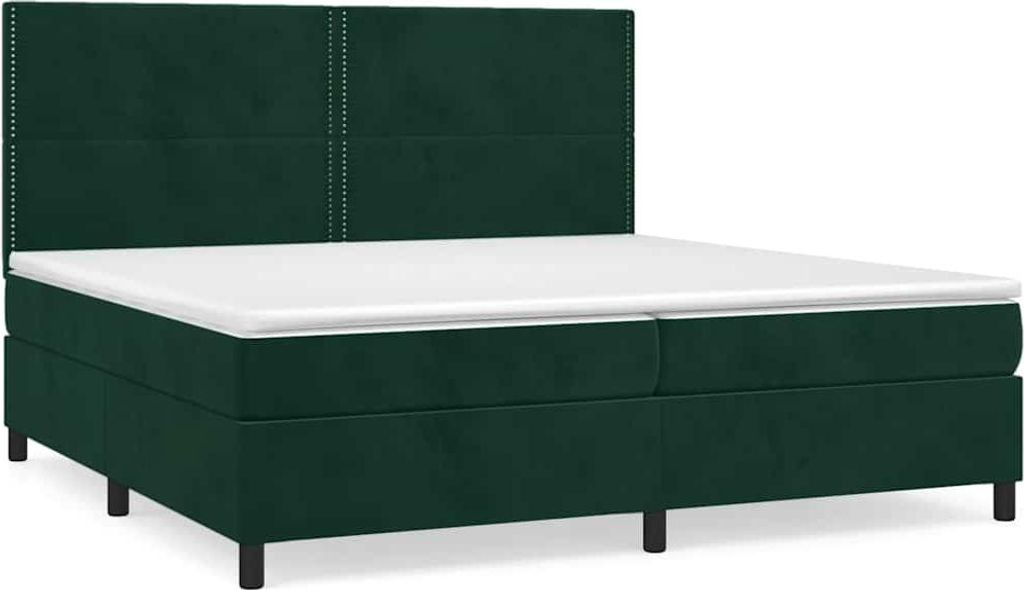 vidaXL Boxspringbett mit Matratze Dunkelgrün 200x200 cm Samt