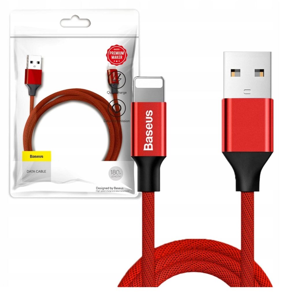 Kabel Baseus Yiven Lightning 1.8M 2A (Czerwony) Image du produit 