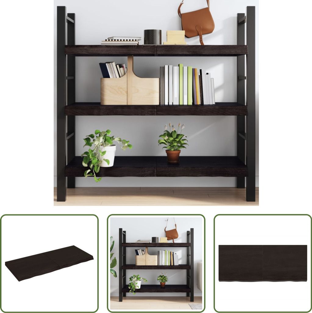 The Living Store Wandregal Dunkelbraun 120x50x(2-6)cm Produktbild 
