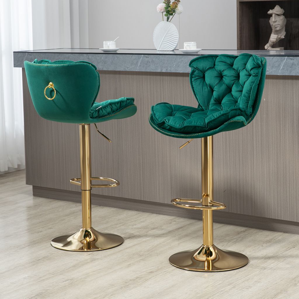Tresenhocker 360° drehbar Samt Barhocker Set Produktbild 