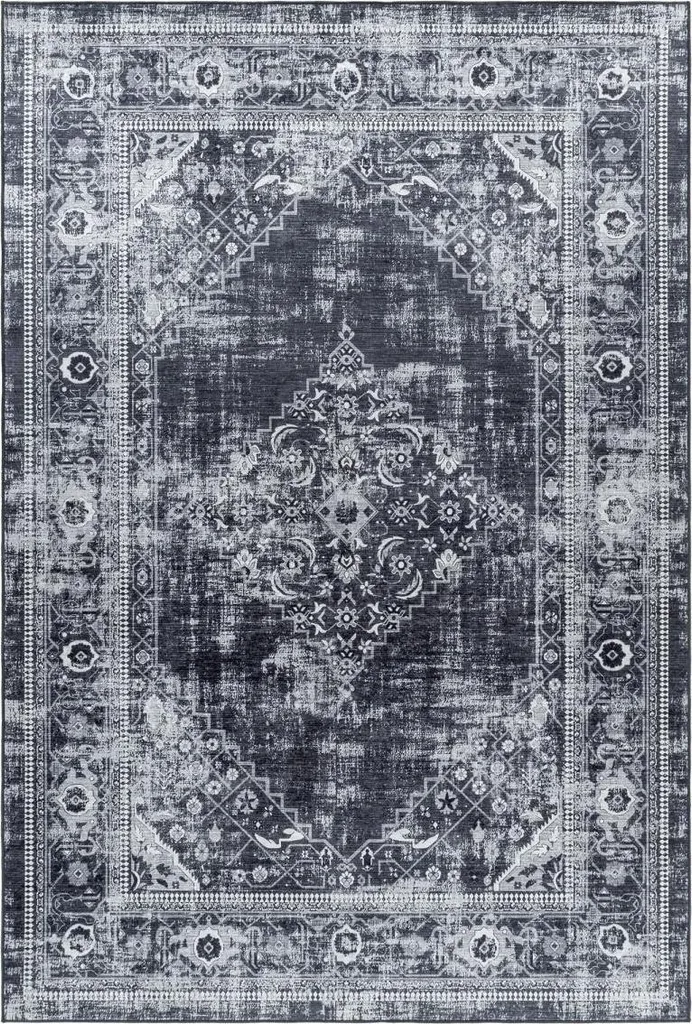 Tapis de salon oriental à poils courts AKIAK tissé avec motifs chics