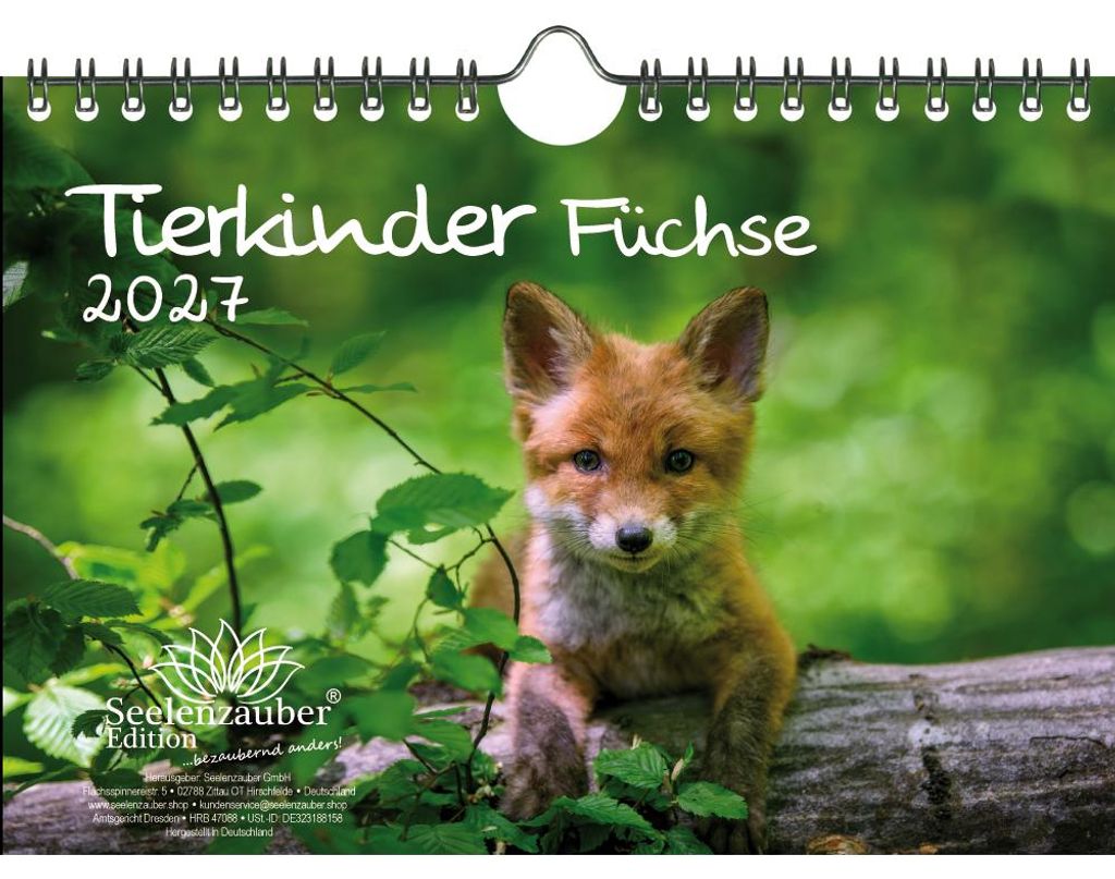 Tierkinder Füchse DIN A5 Kalender für 2027 Fuchs und Füchse - Seelenzauber
